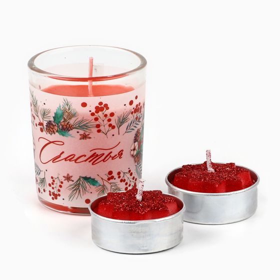 !09 Подарочный набор новогодних свечей «Счастья», 11×5.6×9.8 см