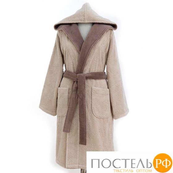 1013G10031209M Soft cotton халат с капюшоном LEAF M бежевый