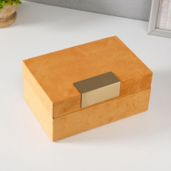 Шкатулка для украшений «Блок», текстиль, горчичная, 12.2×18×8.2 см
