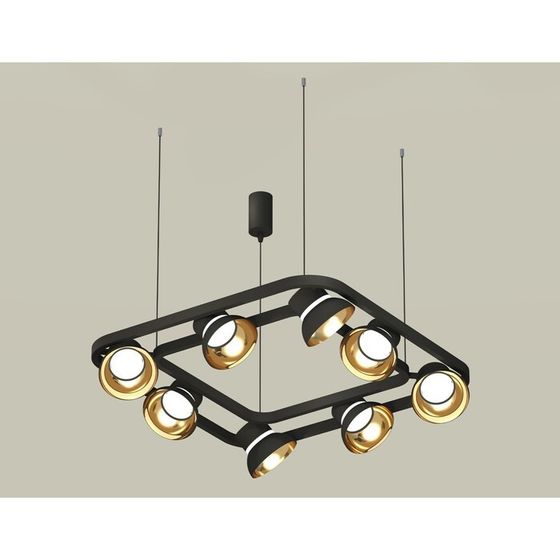 Комплект подвесного поворотного светильника Ambrella light, Traditional DIY, XB9182081, GX53, цвет чёрный песок, золото желтое полированное, прозрачный