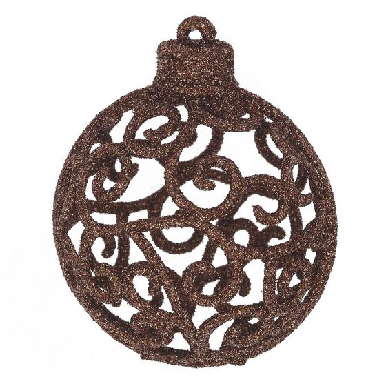 Набор из 6шт Украшение новогоднее Шар &quot;Вензель шоколадный&quot;, D6 см, L6 W6 H7 см