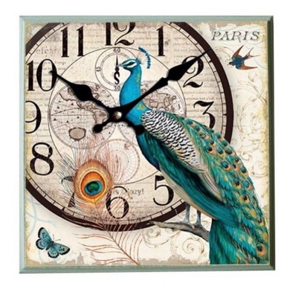 !09 ЧАСЫ НАСТЕННЫЕ "ПАВЛИН" ДЕКОРАТИВНЫЕ, L42 W5,5 H42 СМ, (1ХАА НЕ ПРИЛАГ.)