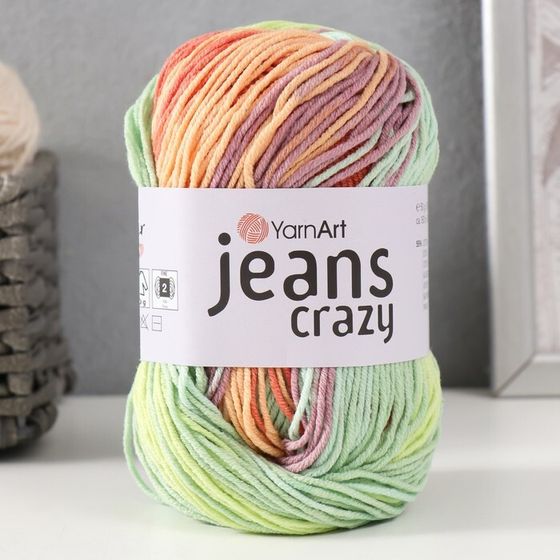 Пряжа &quot;Jeans crazy&quot; 55% хлопок, 45% акрил 160м/50гр (8202  принт)