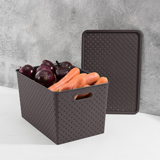 Корзинка БЕРЕСТА венге 14л с крышкой