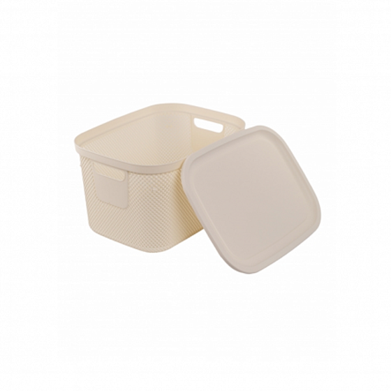 Корзина NICKEL кремовая 18л 28.5х38х22.2см с крышкой