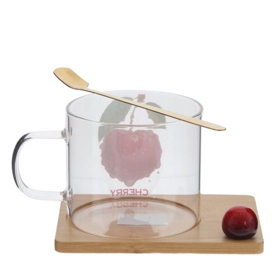 Кружка с ложкой на подставке, 290 мл, L12 W9 H7,5 см