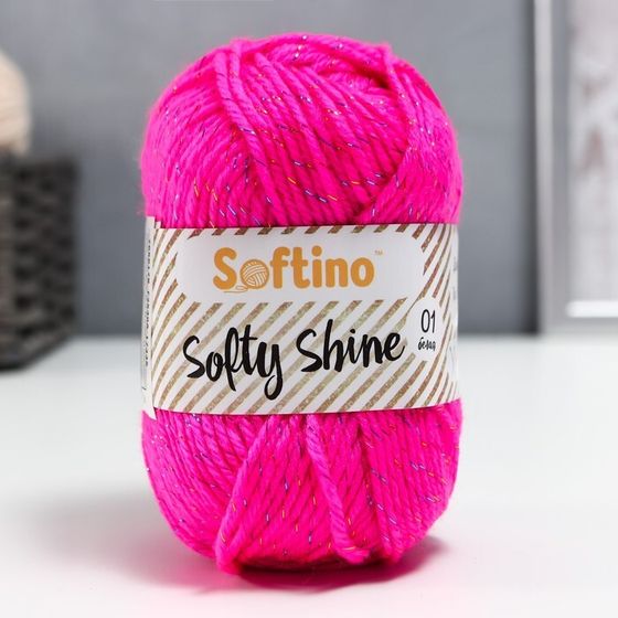 Пряжа 70% акрил, 30% шёлк &quot;Softy Shine&quot; 50 гр 85 м цвет 02 ярко-розовая