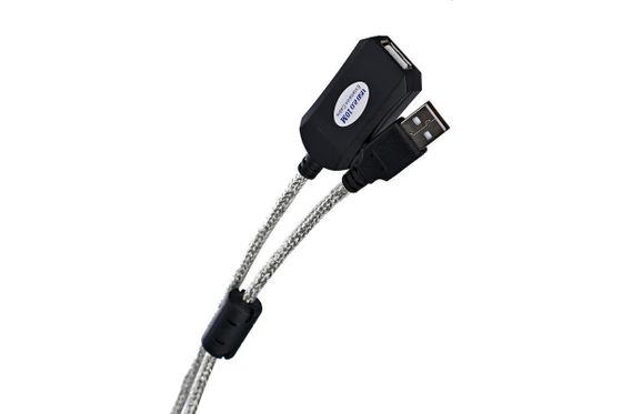 Кабель-адаптер Aopen USB2.0 А(m)-USB А(f) 10м серебро/черный (ACU823-10M)