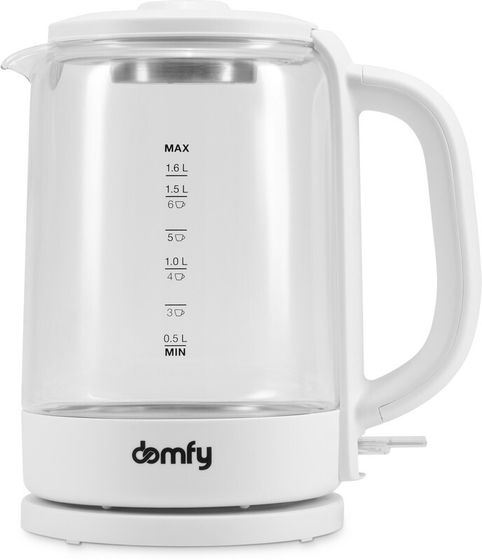 Чайник электрический Domfy DSW-EK304 1.7л  2200Вт белый/прозрачный