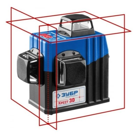 Нивелир лазерный ЗУБР КРЕСТ 3D 34908-2, 3х360°, 20м/70м, точн. +/-0,3 мм/м, штатив