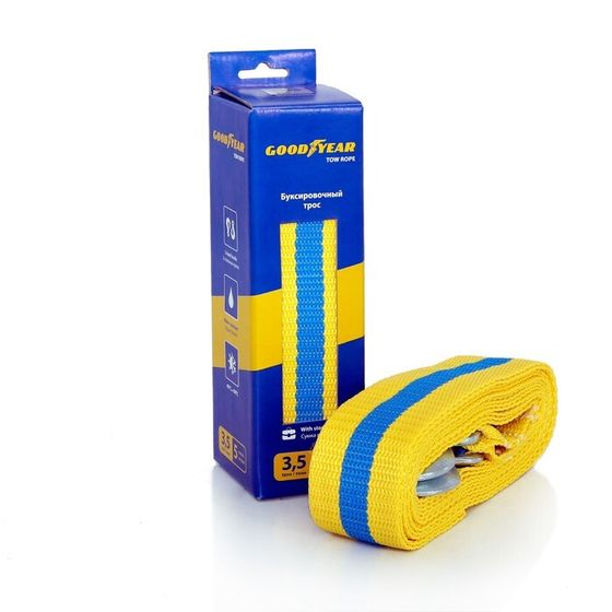 Трос буксировочный Goodyear 3,5 т, 5 м х 4.5 см, 2 крюка, сумка мешок