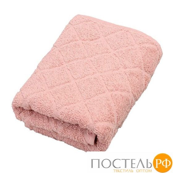 529703/6 Полотенце махровое с бордюром &quot;Ромб&quot; розовый 50*90, 420гр/м2