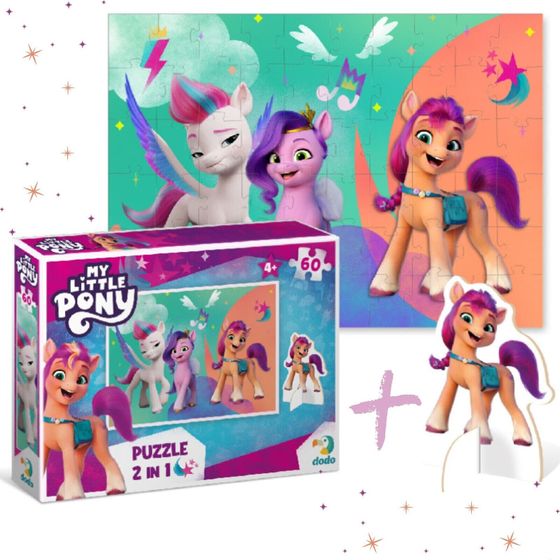 Dodo PUZZLE MY LITTLE PONY Z FIGURKĄ KUCYKA UKŁADANKA 60 ELEMENTÓW DLA DZIECI