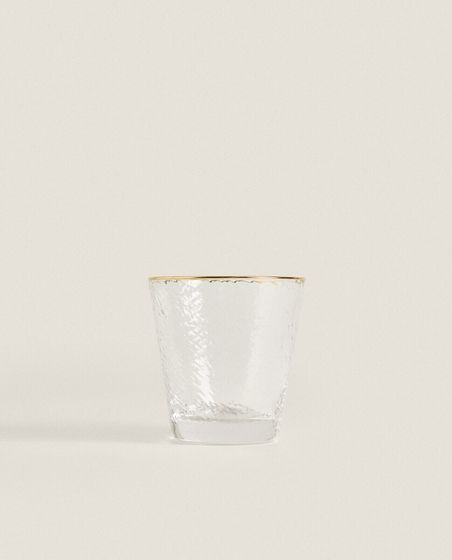 Borosilicate glass tumbler with gold rim