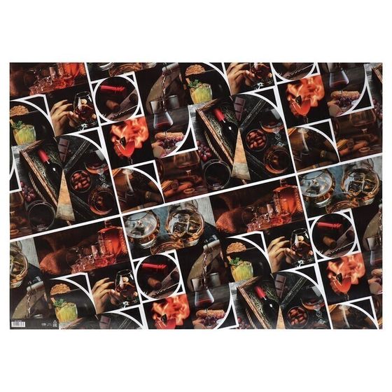 !09 Бумага (набор 4 листа) упаковочная крафтовая "Wine" 50 х 70 см