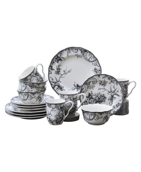 Adelaide Black 16 Piece Dinnerware Set, Service for 4