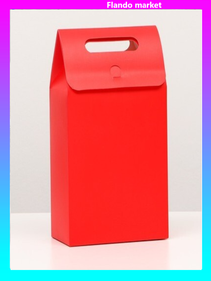 !Коробка-пакет с ручкой 2 штуки красная, 27 х 16 х 9 см