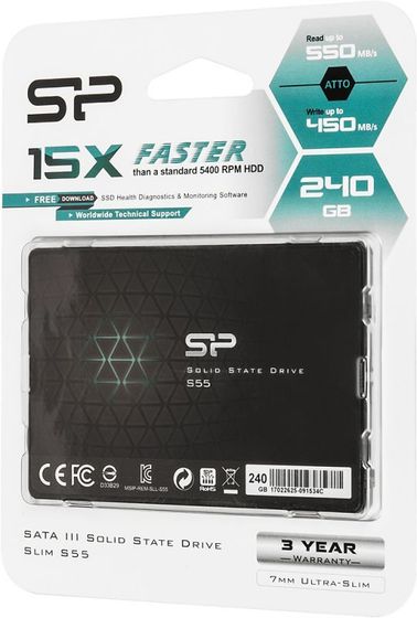 Накопитель SSD 240Gb Silicon Power SATA-III SP240GBSS3S55S25 Slim S55 2.5&quot;