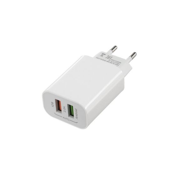 Сетевое зарядное устройство Luazon LN-110AC, 2 USB, 2 A, белое