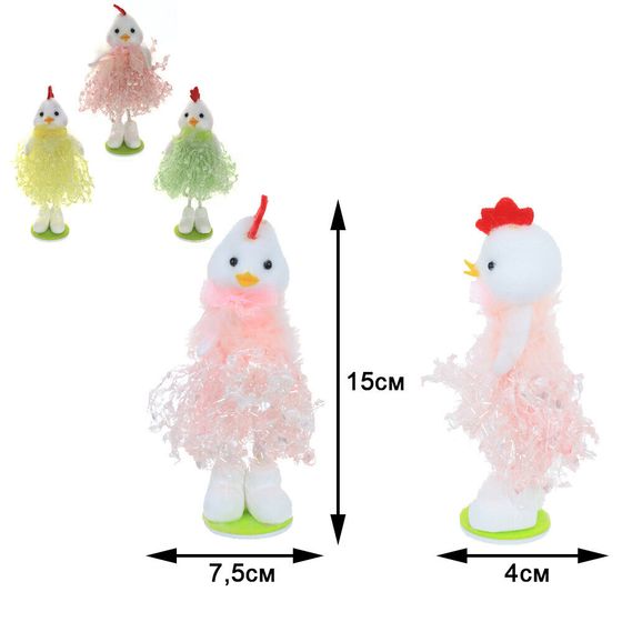 Фигурка декоративная &quot;Цыпленок&quot;, L7,5 W4 H15 см, 3в.