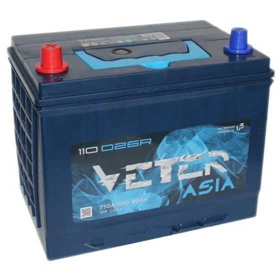 Аккумуляторная батарея Veter Asia 80 Ач 6СТ-80.1 VL 110D26FR, прямая полярность
