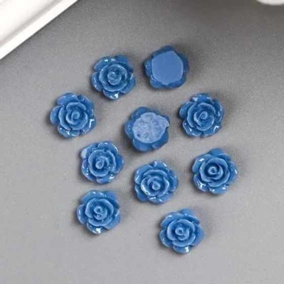 !09 Кабошон "Роза", 6 штук цвет синий 10 мм