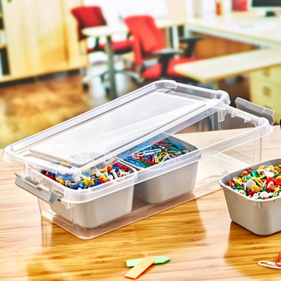 Контейнер для хранения GRAND серый 4 секции 14x36.5x6.2см низкий