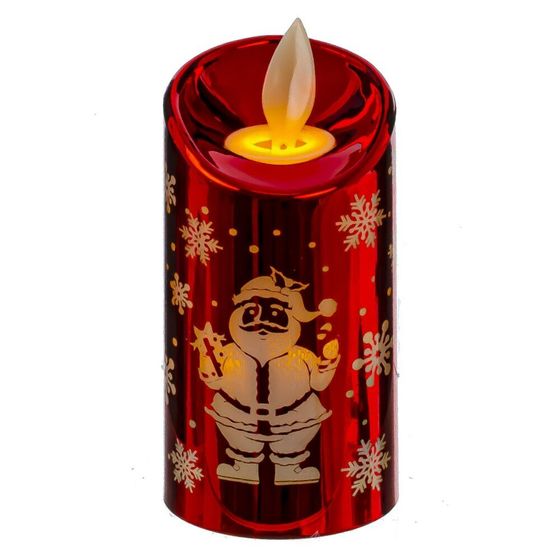 Изделие декор Свеча &quot;Красный Дед Мороз&quot; (подсвет, LR44 х3шт) L4,7 W4,7 H9 см, блок из 12шт