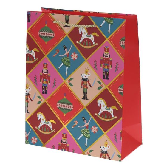 Пакет подарочный (бумага 210г/м2, блок 12шт), L26 W12 H32 см, 4в.