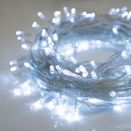 Гирлянда «Нить» 20 м, IP20, прозрачная нить, 200 LED, свечение белое, 8 режимов, 220 В, УЦЕНКА
