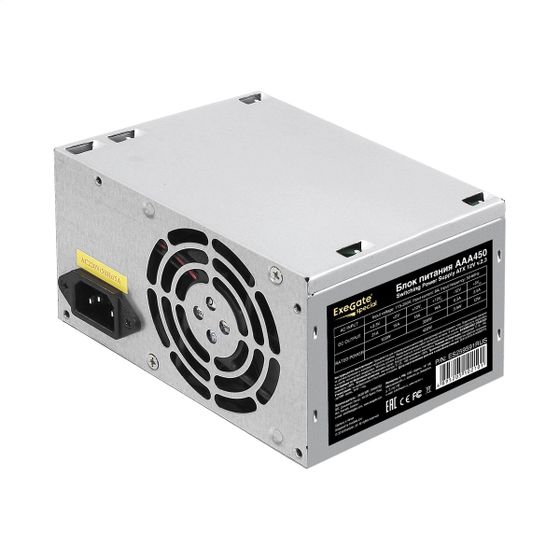 Блок питания 450W ATX ExeGate AAA450 8cm fan 24pin 4pin 2xSATA IDE (ES259591RUS)