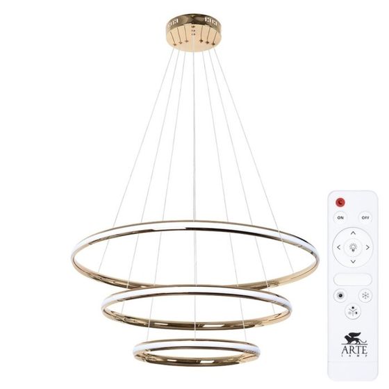 Люстра подвесная Arte Lamp Meridiana A2198SP-3GO, LED, 150 Вт, 80х80х140 см, 7000 Лм, пульт ДУ, золотистый