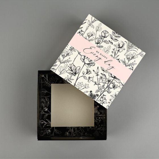 !09 Коробка подарочная (набор 2 штуки) складная «Be happy», 14 х 14 х 8 см.