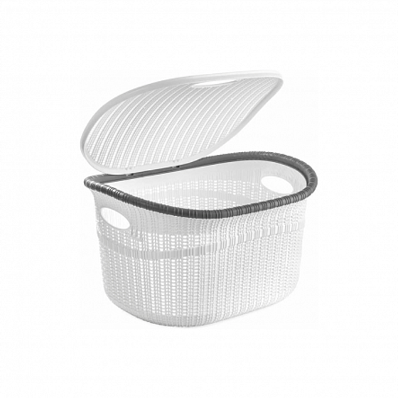 Корзина для белья 24л с крышкой белая