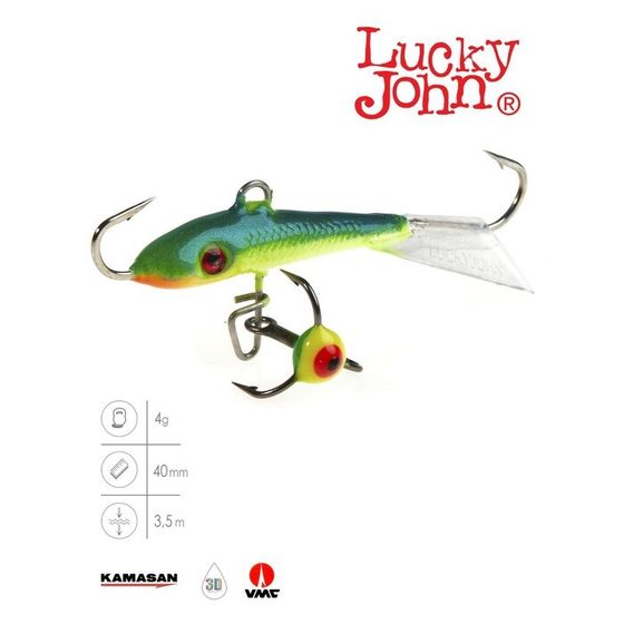 Балансир Lucky John FIN 3 + тройник, 4 см, цвет 29 блистер