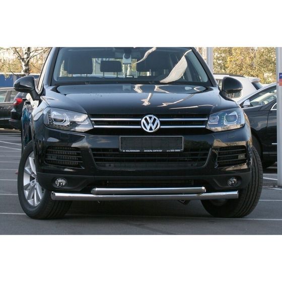 Защита переднего бампера d 76/60 двойная &quot;Volkswagen Touareg&quot; 2010-2016,