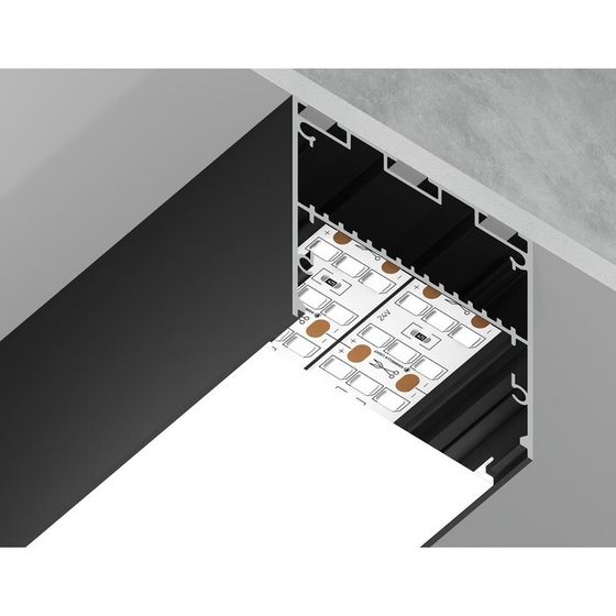 Профиль алюминиевый накладной/подвесной Ambrella Illumination Profile System, GP3100BK, 2000х50х50 мм, цвет чёрный, матовый рассеиватель