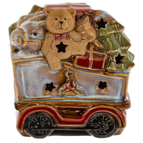 Набор из 2шт: Фигурка декор c подсветкой &quot;Дед Мороз на поезде&quot;  (LR44x6), L26 W9 H15,5 см