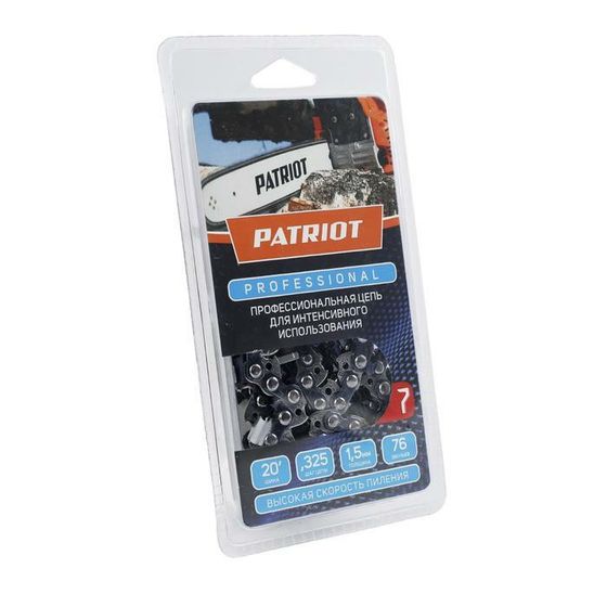 Цепь PATRIOT 21LP-76E PROFESSIONAL, 3/8&quot;, 1.5 мм, 76 звеньев, длина шины 50 см, чизель