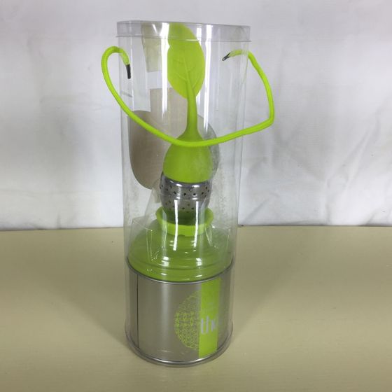 !09 Набор для чая 4 предмета (банка для чая/2 шт/+сито для заварки/2 шт/) цвет микс(красный/зеленый)