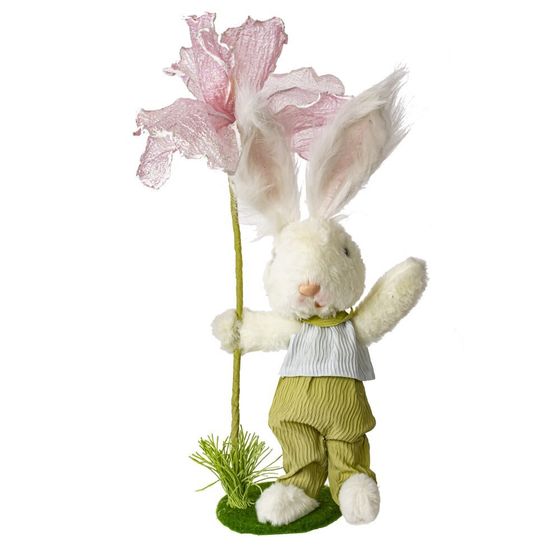 Фигурка декоративная &quot;Заяц с цветком&quot;, L14,5 W13 H39 см