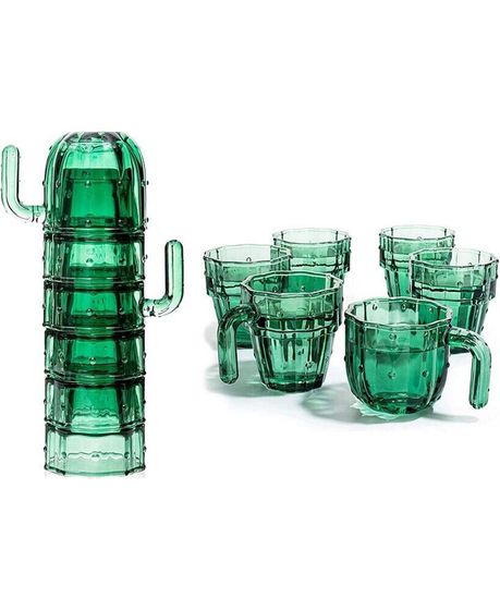 Cactus Stackable Drinking Glasses, Set of 6