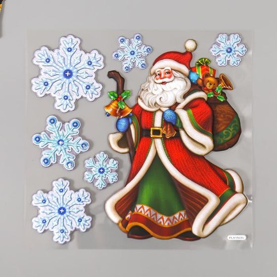 !09 Декоративные наклейки (набор 2 листа) интерьерные «Дедушка Мороз» 18×18 см.