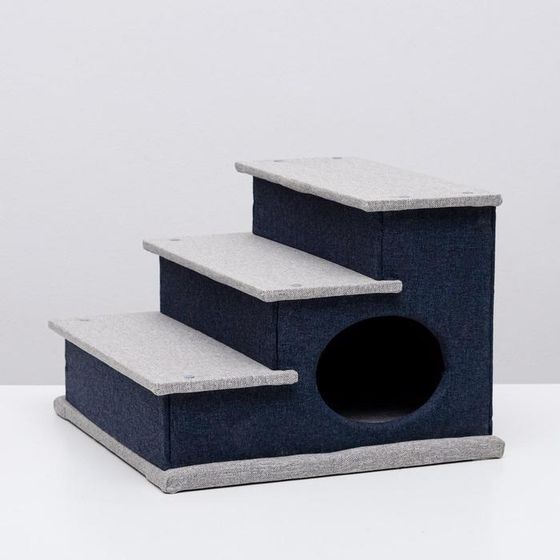Домик-лесенка для животных &quot;Пижон&quot;,  рогожка 39 х 38,5 х 32 см, серо-голубой