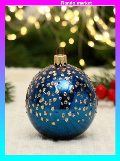 !09 Новогодний Шар 8 см, &quot;Звездное небо &quot; цвет синий стекло в п/у