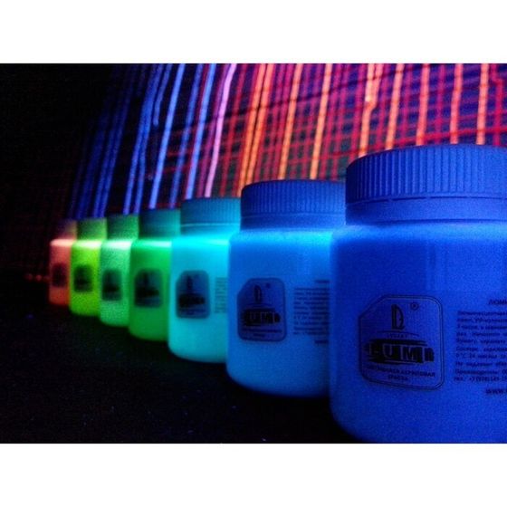 !Краска акриловая люминесцентная (светящаяся в темноте), LUXART Lumi, 20 мл, зелёный, небесно-голубое свечение (L7V20)