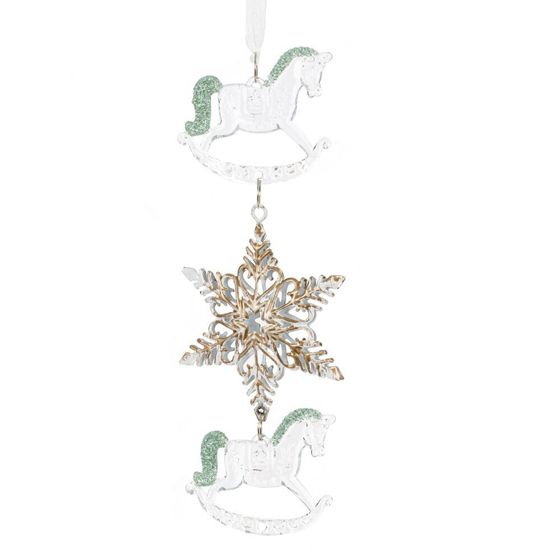 Украшение новогоднеe подвеска&quot;Снежинка с лошадками&quot;, L6,5 W1 H19 см, 2в.