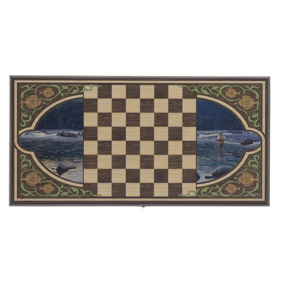 Игра настольная 2 в 1 ( шашки, нарды) "Рыбалка", L50 W25 H3 см