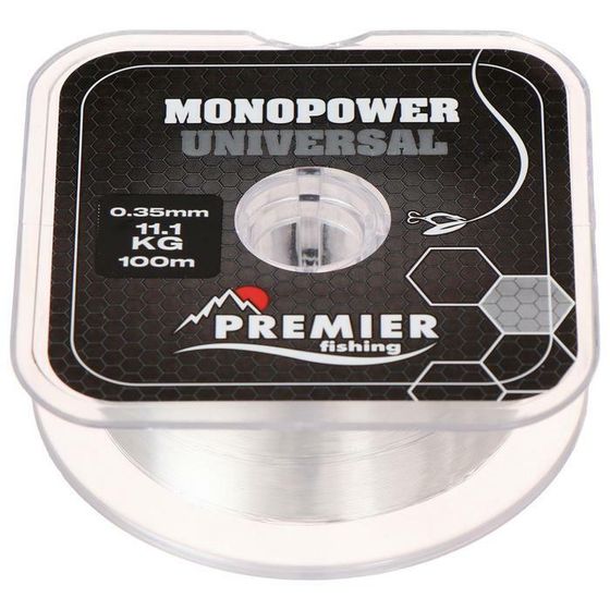 Леска Preмier fishing MONOPOWER Universal, диаметр 0.35 мм, тест 11.1 кг, 100 м, прозрачная