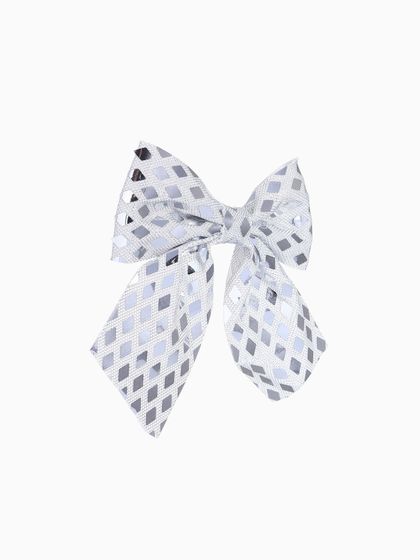 !09 Ёлочные игрушки (набор 2 штуки) «Зимнее волшебство. Бант люкс» пластик, 12×11 см, серебро